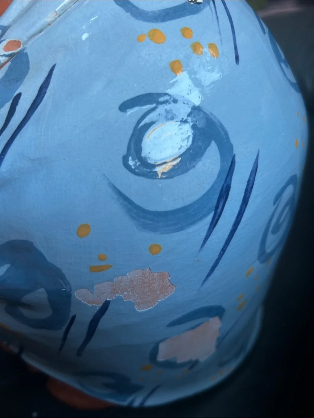 Handcrafted Ceramic Cookie jar Couple Figurine - Blue Shawl